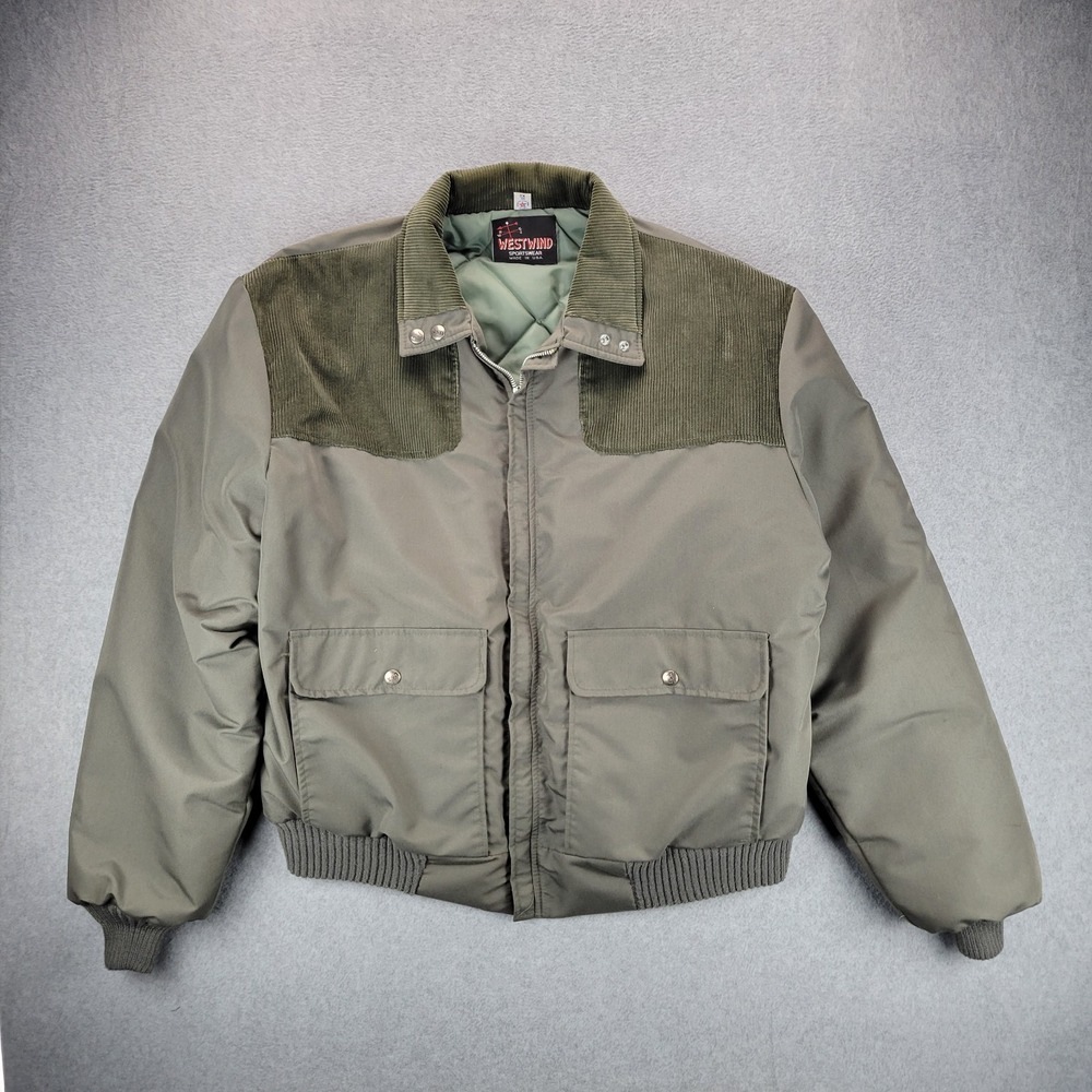 VTG 70's West Wind Sportswear Green Corduroy Jacket Mens 2X 50 Western USA